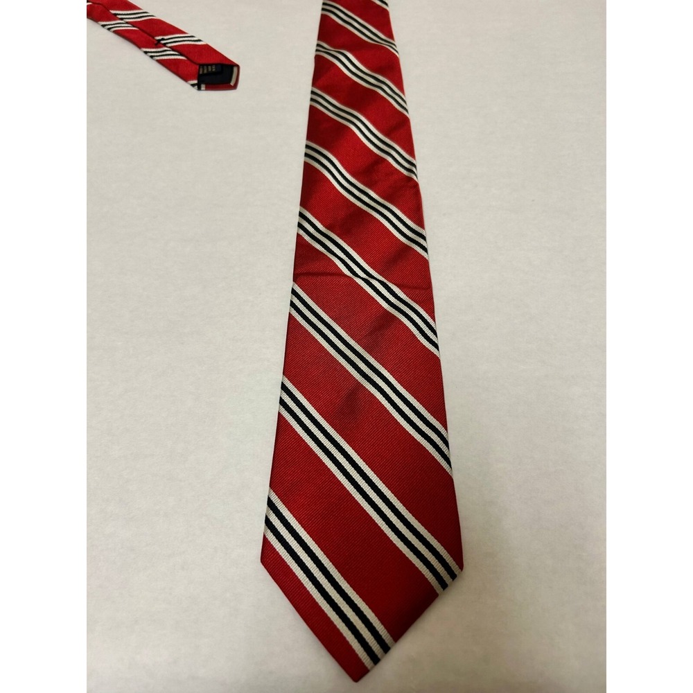 Brooks Brothers Makers Necktie Mens One Size Red Striped‎ Silk Repp Designer
